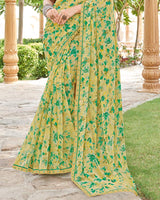 Vishal Prints Ginger Brown Printed Georgette Saree With Fancy Border