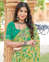 Vishal Prints Ginger Brown Printed Georgette Saree With Fancy Border