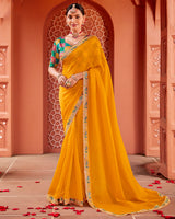 Vishal Prints Dusty Orange Designer Art Silk Saree With Diamond Work And Cut Work Embroidery Border