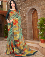 Vishal Prints Sea Green Digital Print Georgette Saree
