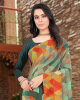 Vishal Prints Sea Green Digital Print Georgette Saree