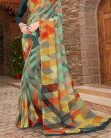 Vishal Prints Sea Green Digital Print Georgette Saree