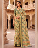 Vishal Prints Multicolor Printed Shimmer Moss Digital Print Saree With Weaved Viscose Patta