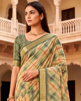 Vishal Prints Multicolor Printed Shimmer Moss Digital Print Saree With Weaved Viscose Patta