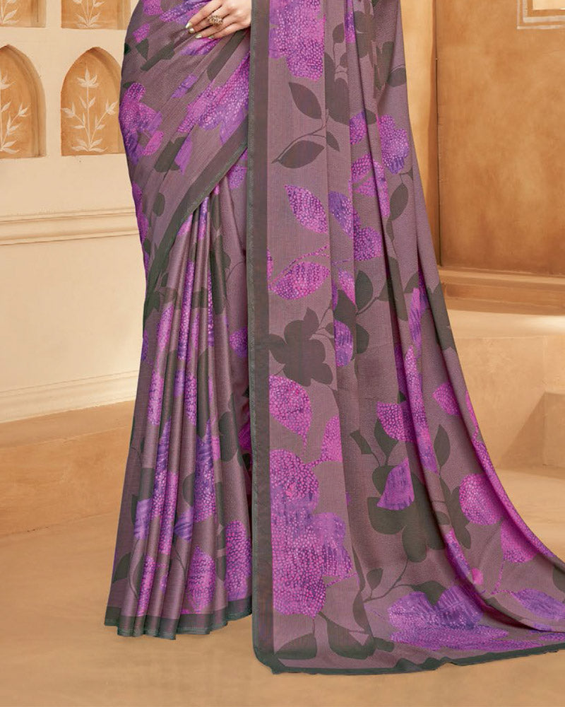 Vishal Prints Brownish Purple Digital Print Criva-Brasso Saree