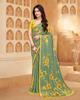 Vishal Prints Sage Green Digital Print Criva-Brasso Saree