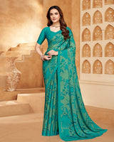 Vishal Prints Persian Green Digital Print Criva-Brasso Saree