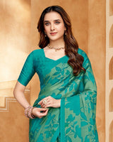 Vishal Prints Persian Green Digital Print Criva-Brasso Saree