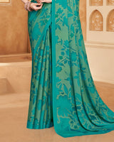 Vishal Prints Persian Green Digital Print Criva-Brasso Saree