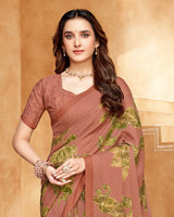 Vishal Prints Pinkish Brown Digital Print Criva-Brasso Saree
