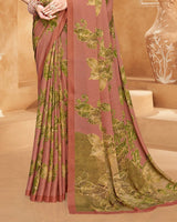 Vishal Prints Pinkish Brown Digital Print Criva-Brasso Saree