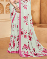 Vishal Prints Very Light Grey Digital Print Criva-Brasso Saree