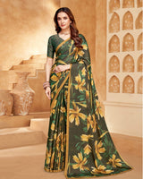 Vishal Prints Tobacco Brown Digital Print Criva-Brasso Saree