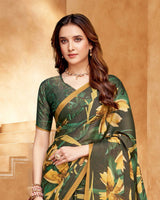 Vishal Prints Tobacco Brown Digital Print Criva-Brasso Saree