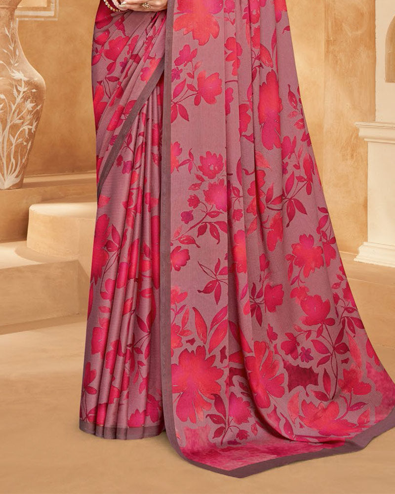 Vishal Prints Brownish Pink Digital Print Criva-Brasso Saree