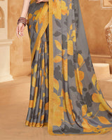 Vishal Prints Dusty Grey Digital Print Criva-Brasso Saree