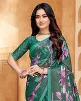 Vishal Prints Mineral Green Digital Print Criva-Brasso Saree
