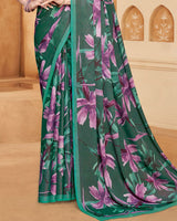 Vishal Prints Mineral Green Digital Print Criva-Brasso Saree