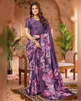 Vishal Prints Plum Purple Digital Print Criva-Brasso Saree