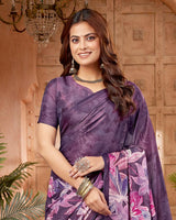 Vishal Prints Plum Purple Digital Print Criva-Brasso Saree
