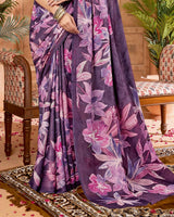 Vishal Prints Plum Purple Digital Print Criva-Brasso Saree