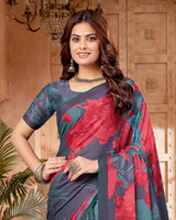 Vishal Prints Davy Grey Digital Print Criva-Brasso Saree