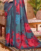 Vishal Prints Davy Grey Digital Print Criva-Brasso Saree