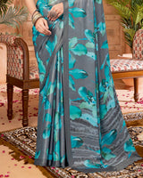 Vishal Prints Storm Grey Digital Print Criva-Brasso Saree