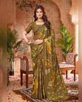 Vishal Prints French Brown Digital Print Criva-Brasso Saree