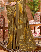 Vishal Prints French Brown Digital Print Criva-Brasso Saree