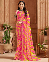 Vishal Prints Hot Pink Printed Georgette Saree With Fancy Border