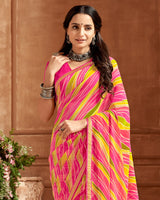 Vishal Prints Hot Pink Printed Georgette Saree With Fancy Border