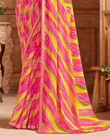 Vishal Prints Hot Pink Printed Georgette Saree With Fancy Border