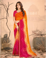Vishal Prints Shiraz Pink Printed Chiffon Saree With Fancy Border