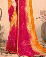 Vishal Prints Shiraz Pink Printed Chiffon Saree With Fancy Border