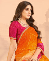 Vishal Prints Shiraz Pink Printed Chiffon Saree With Fancy Border