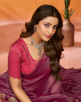 Vishal Prints Light Burgundy Designer Fancy Art Silk Saree With Embroidery-Diamond Work And Cut Work Border