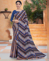 Vishal Prints Dark Peach Printed Fancy Chiffon Saree With Core Piping