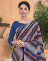 Vishal Prints Dark Peach Printed Fancy Chiffon Saree With Core Piping