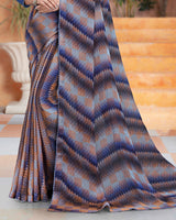 Vishal Prints Dark Peach Printed Fancy Chiffon Saree With Core Piping