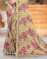 Vishal Prints Yuma Green Printed Fancy Chiffon Saree With Border