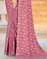 Vishal Prints Rani Printed Fancy Chiffon Saree With Core Piping