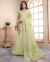 Vishal Prints Pastel Olive Designer Weaving Jacquard Saree With Diamond Work And Fancy Border