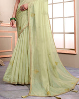 Vishal Prints Pastel Olive Designer Weaving Jacquard Saree With Diamond Work And Fancy Border