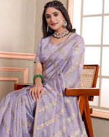 Vishal Prints Pink Swan Designer Weaving Jacquard Saree With Diamond Work And Fancy Border