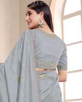 Vishal Prints Silver Chalice Designer Weaving Jacquard Saree With Diamond Work And Fancy Border