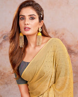 Vishal Prints Sand Brown Designer Chiffon Saree