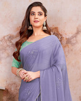 Vishal Prints Lavender Designer Chiffon Saree