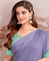 Vishal Prints Lavender Designer Chiffon Saree
