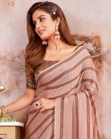 Vishal Prints Pastel Red Designer Chiffon Saree